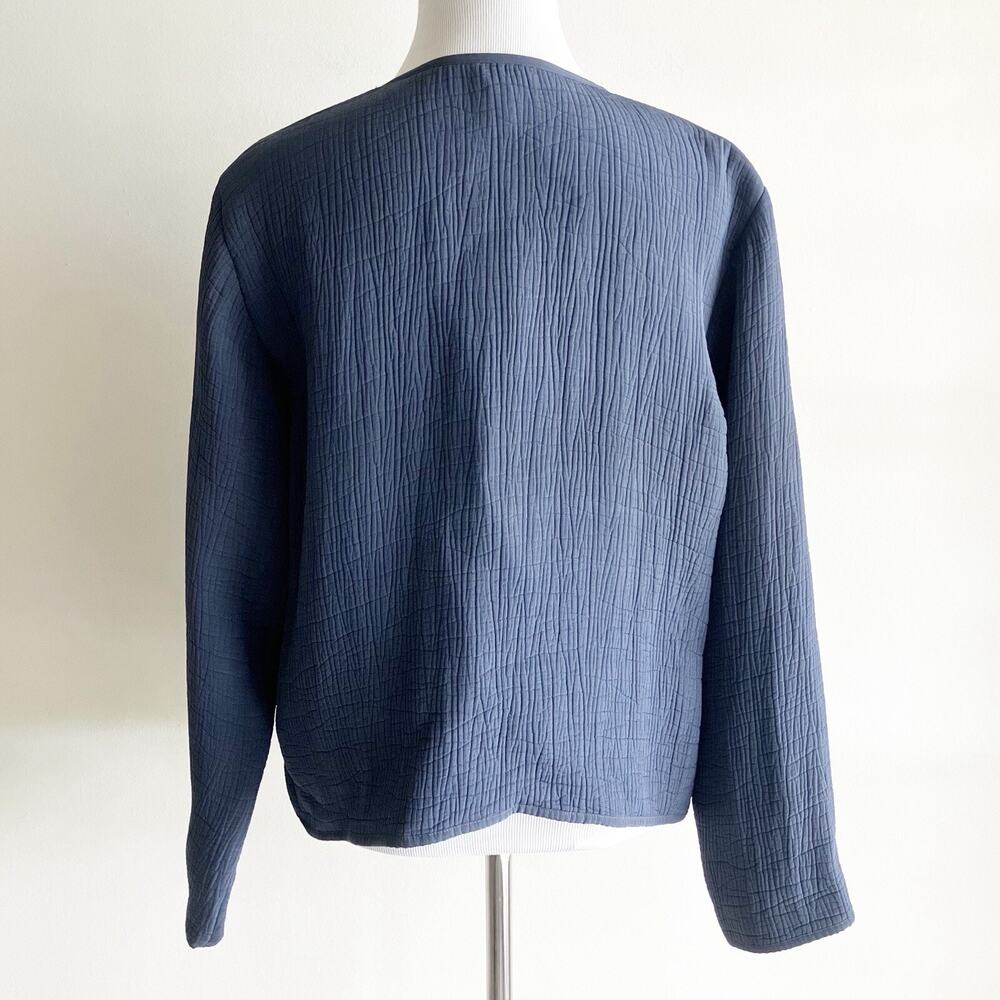 Eileen Fisher Small Jacket Rayon Silk Textured Open Blue S Minimal Minimalist - Picture 4 of 8